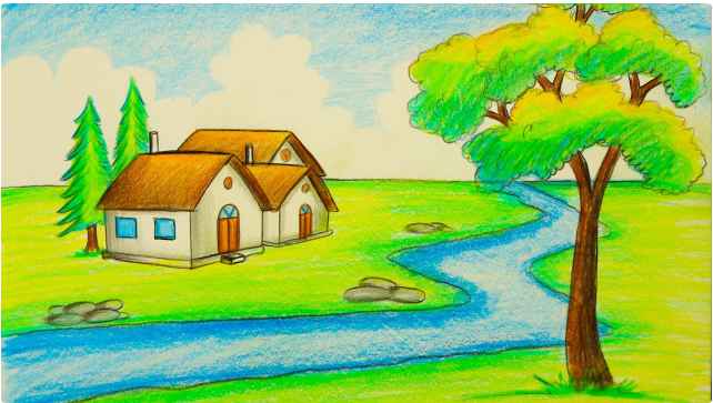 Vẽ tranh đề tài phong cảnh quê hương lớp 9 đơn giản (ảnh 5)