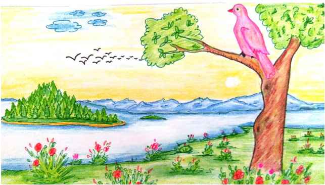 Vẽ tranh đề tài phong cảnh quê hương lớp 9 đơn giản (ảnh 6)