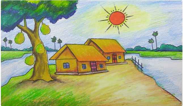 Vẽ tranh đề tài phong cảnh quê hương lớp 9 đơn giản (ảnh 8)
