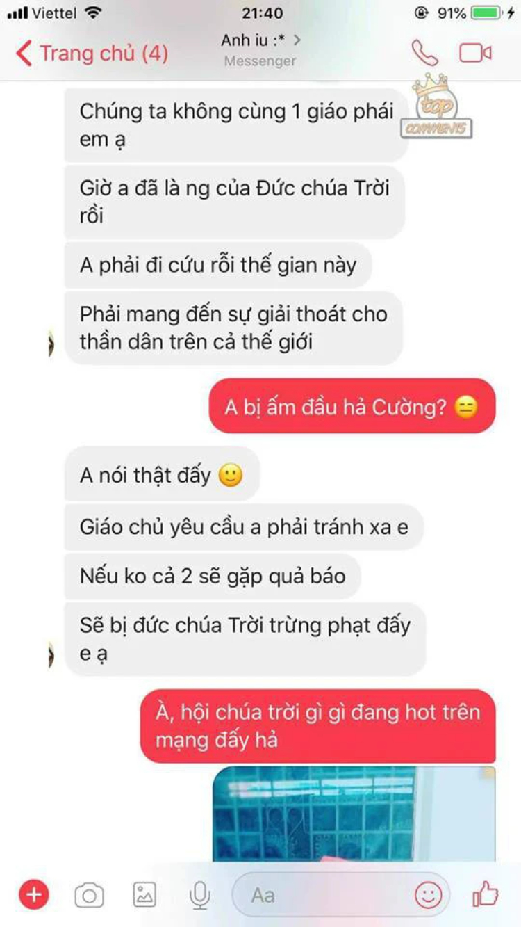 Tin nhắn troll người yêu về hội Đức Thánh Chúa Trời