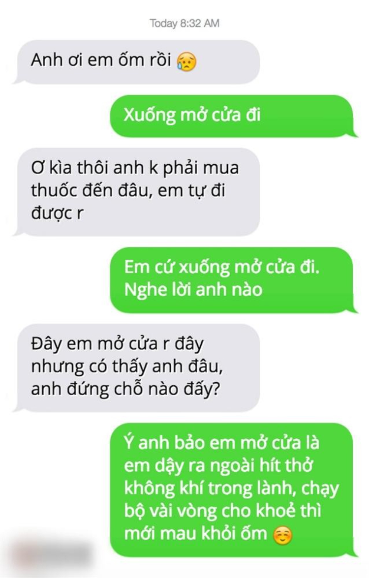 Ảnh troll người yêu bằng tin nhắn khi đang ốm