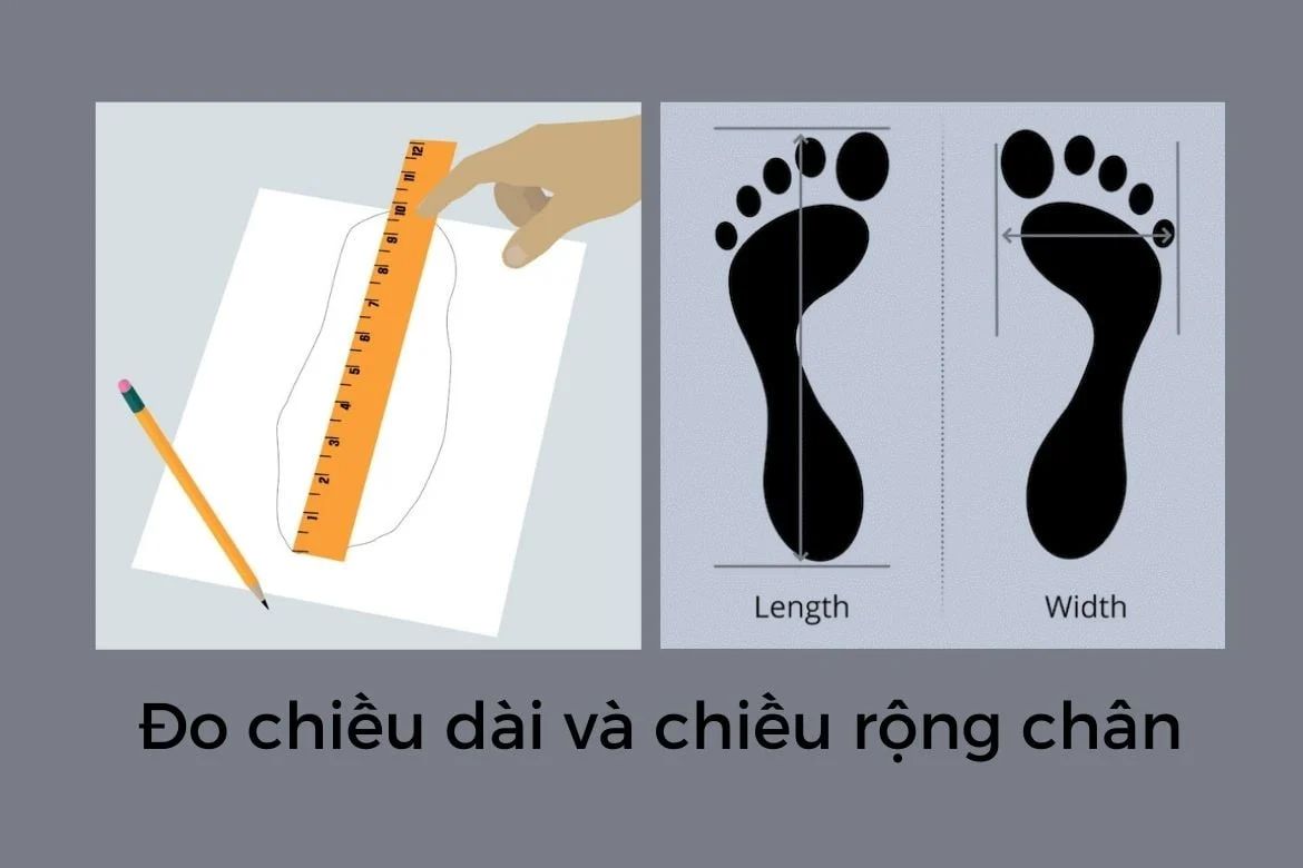 Đo chiều dài và chiều rộng chân