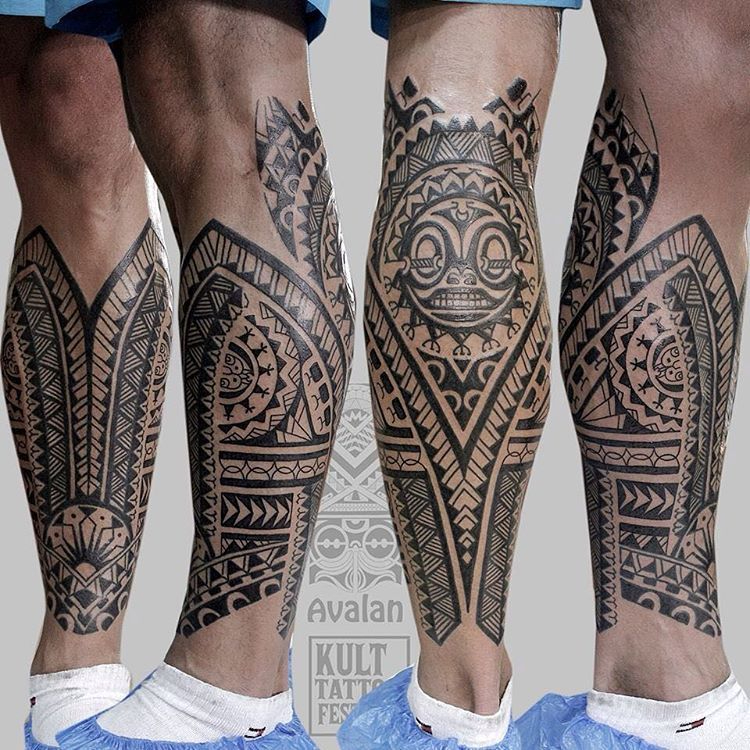 Xăm chân hình maori nghệ thuật