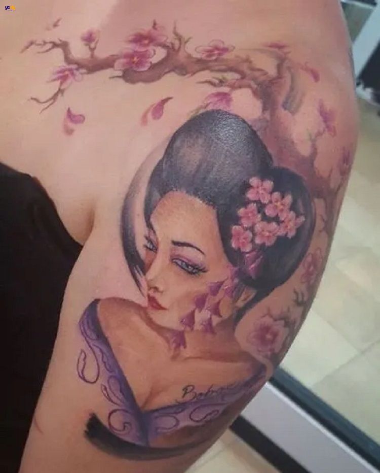 Tattoo geisha hoa đào