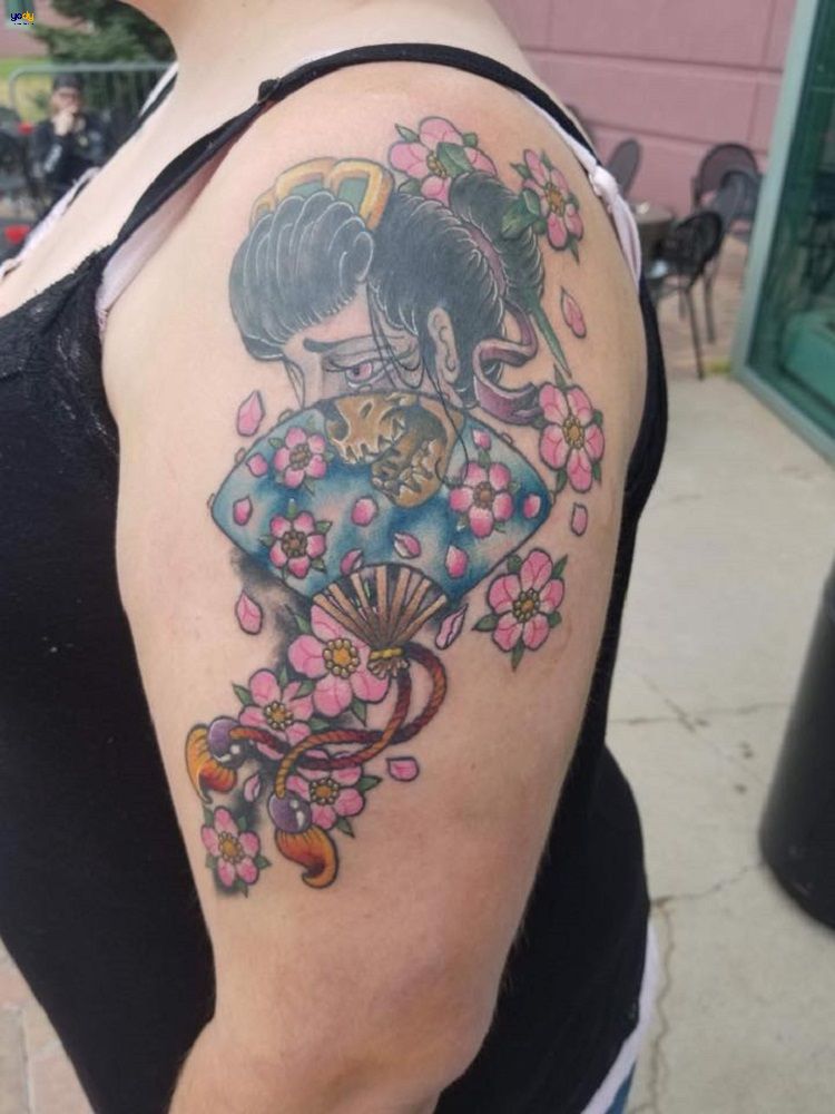 Tattoo geisha hoa đào