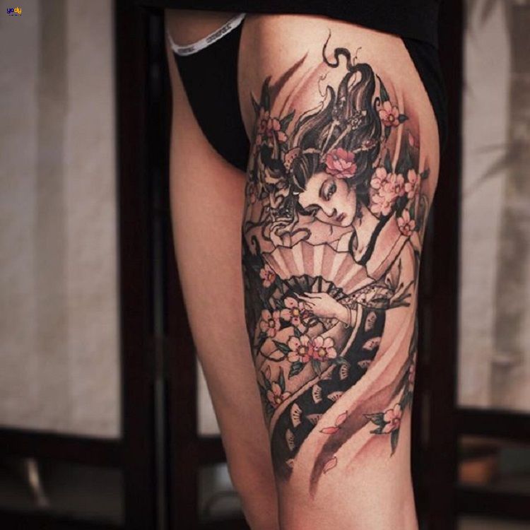 Tattoo geisha hoa đào