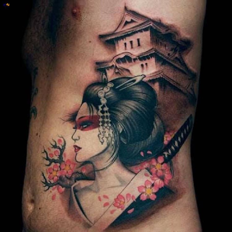 Tattoo geisha hoa đào