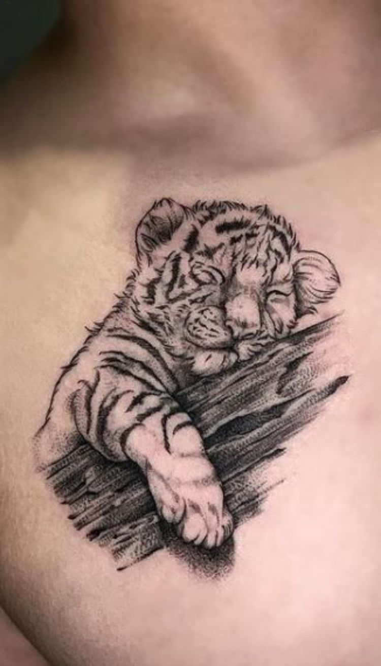 Tattoo hổ con đang ngủ