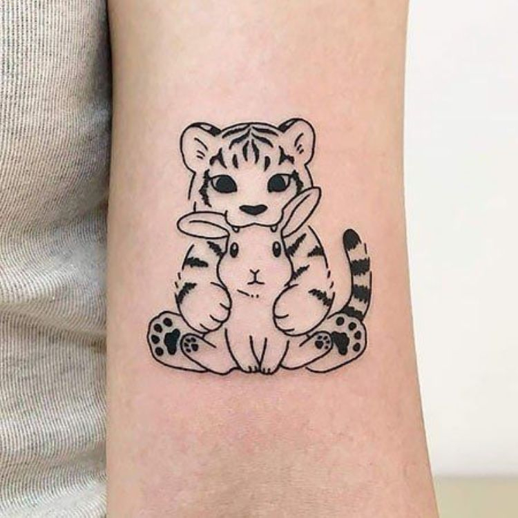 Tattoo hổ và thỏ cute