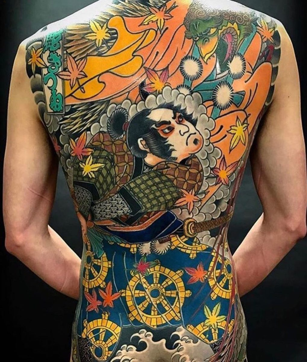 Tattoo Nhật kín lưng hình chiến binh dũng cảm