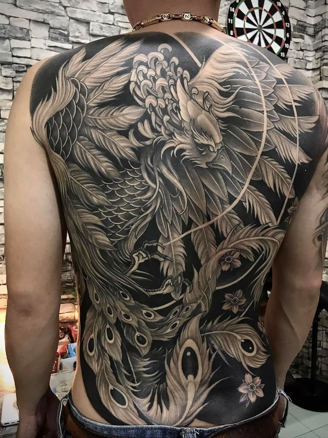 Tattoo Nhật kín lưng hình phượng hoàng