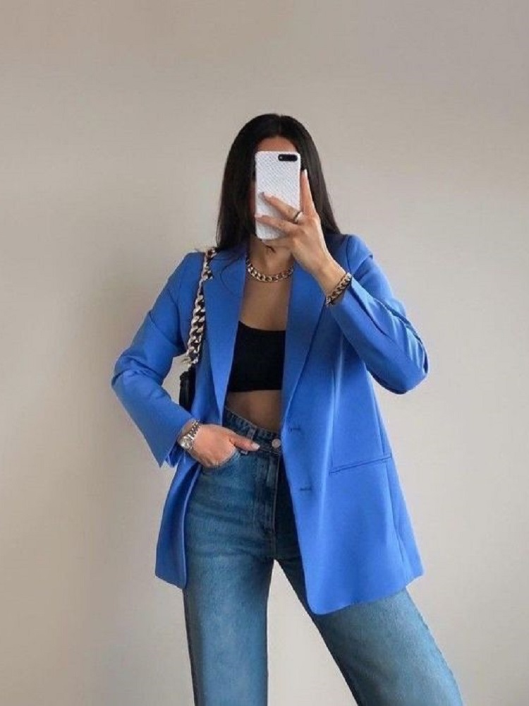 Áo blazer xanh nước biển