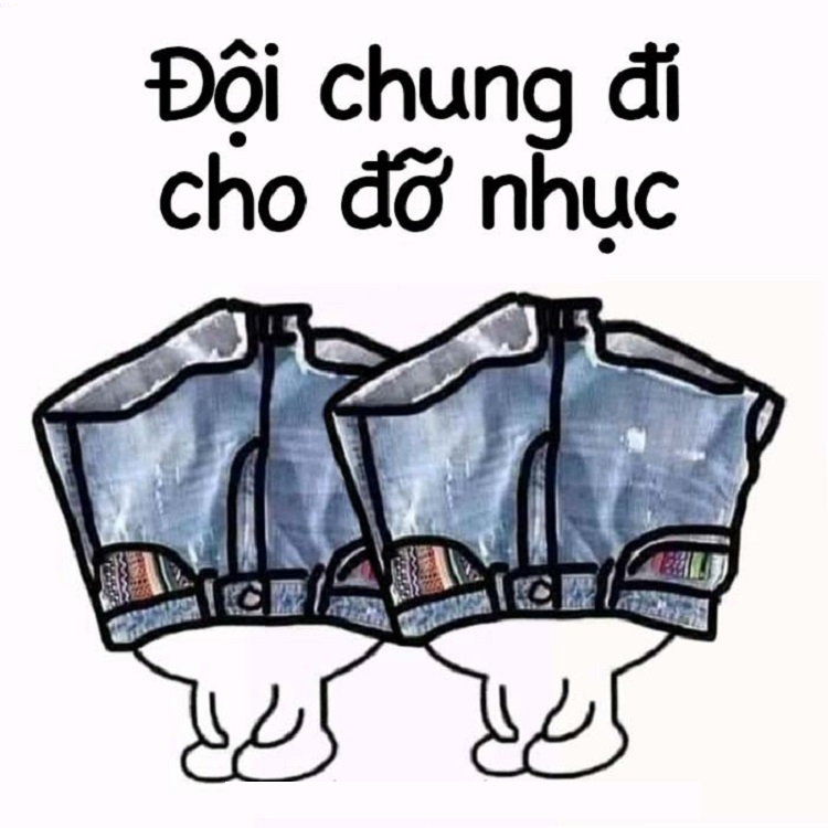 Meme đội quần với slogan "đội chung đi cho đỡ nhục"