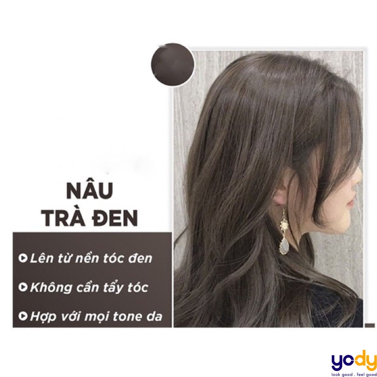 Tóc nhuộm không cần tẩy màu nâu trà đen