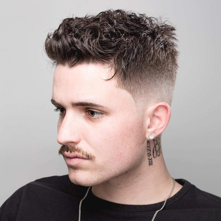 Tóc uốn phồng nam messy curly quiff