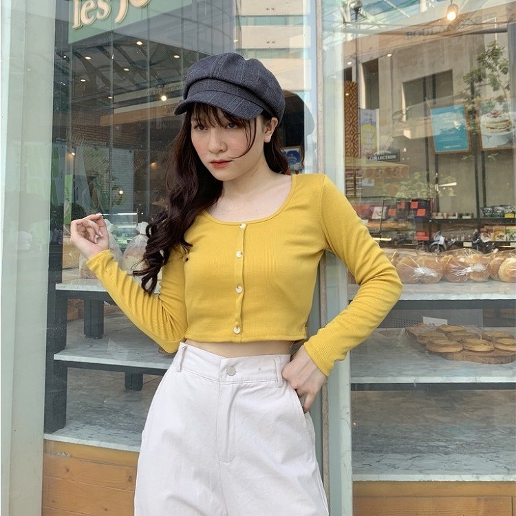 Mẫu áo croptop dài tay đẹp