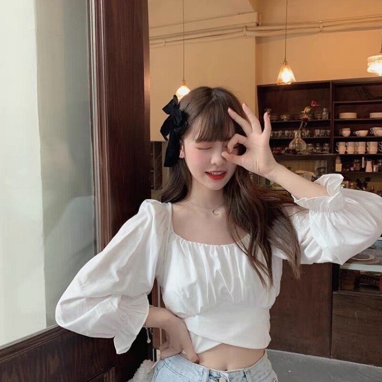 mẫu áo croptop tay dài