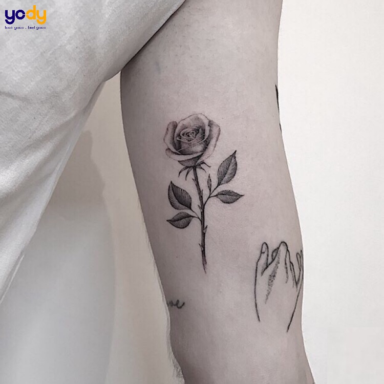 Tattoo bông hồng chất ở tay