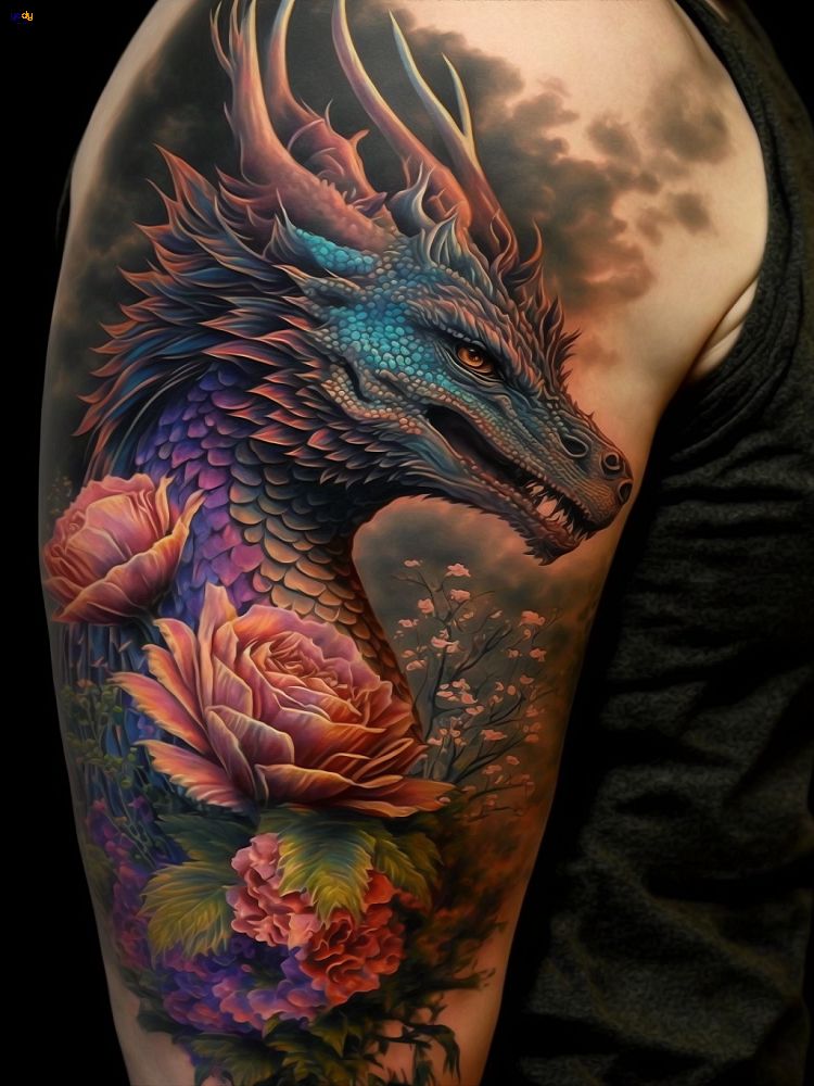  Hình xăm con rồng ở cánh tay