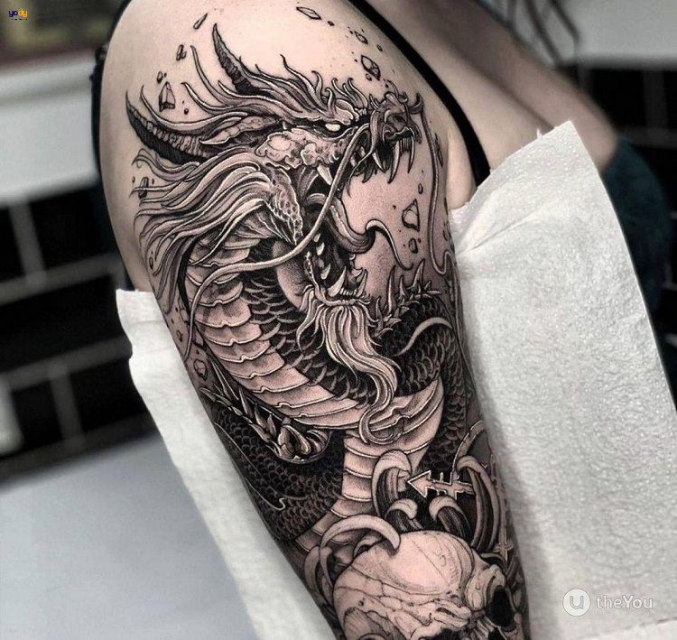  Hình xăm con rồng ở cánh tay
