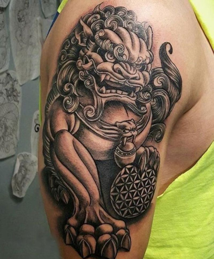 Tattoo kỳ lân ngậm kim quy đẹp