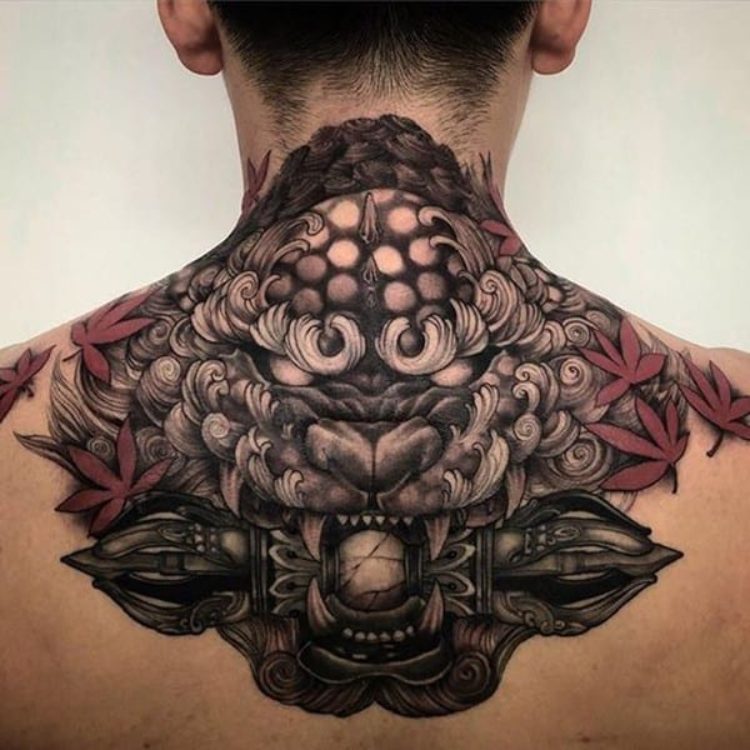 Tattoo kỳ lân ngậm kim quy tâm linh