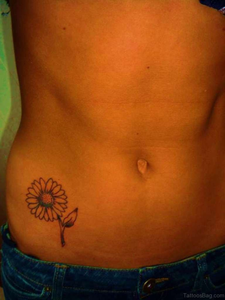 Tattoo nửa bụng mini hình hoa hướng dương