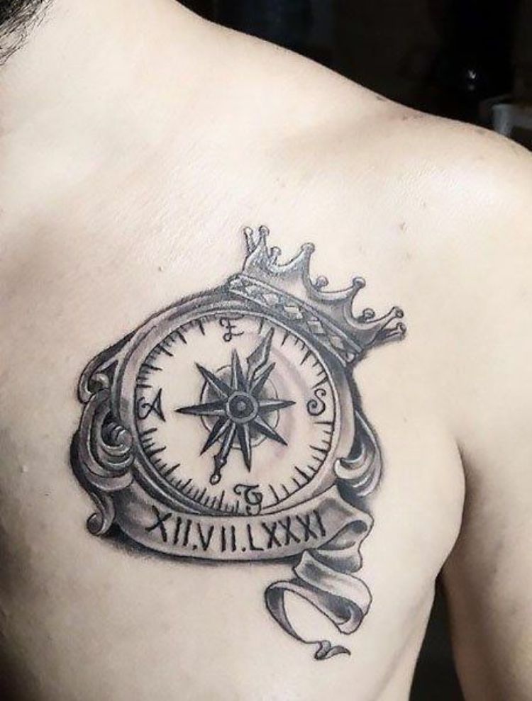 Tattoo hình la bàn đội vương miện cực thú vị