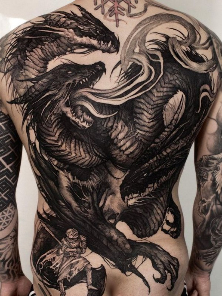 Tattoo rồng kín lưng siêu chân thực