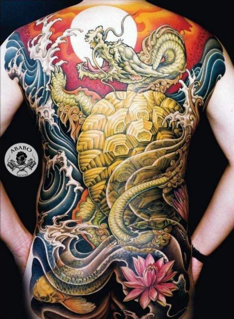 Tattoo Tứ Linh 3D đẹp ở lưng