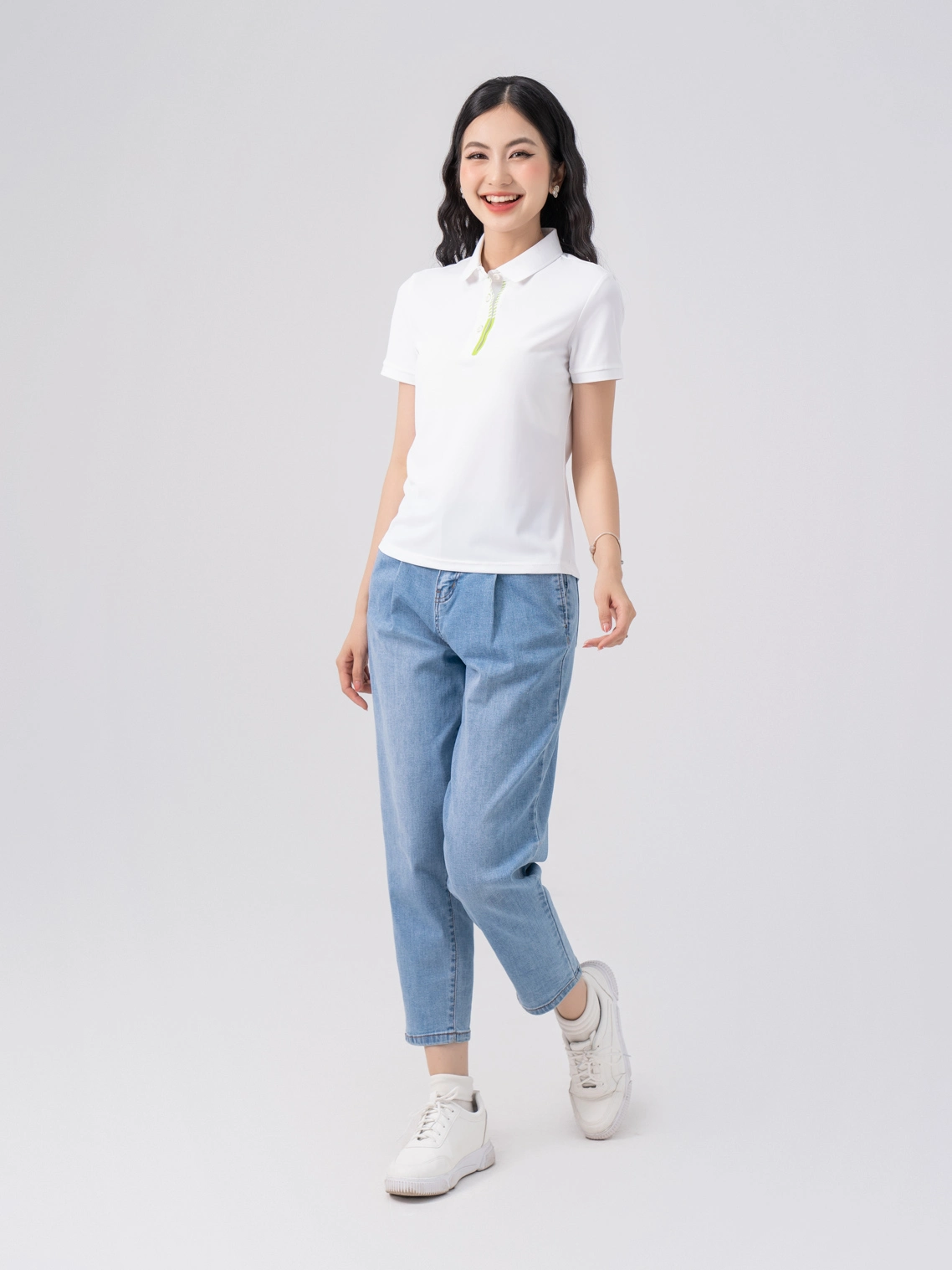 Áo polo quần jeans thanh lịch