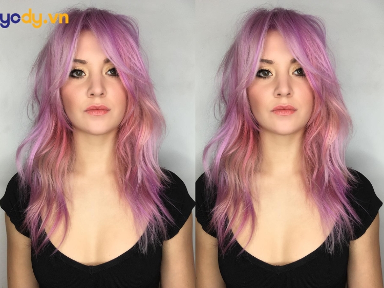 Kiểu tóc Pink Hair Shag cho mặt tròn