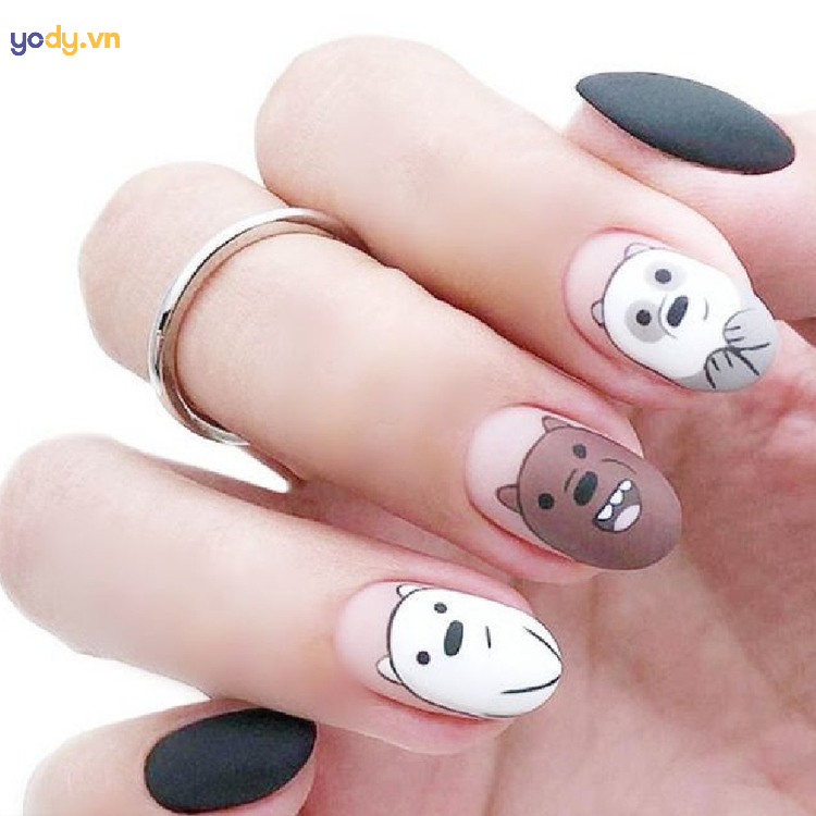 Nail đơn giản vẽ hoạt hình đáng yêu