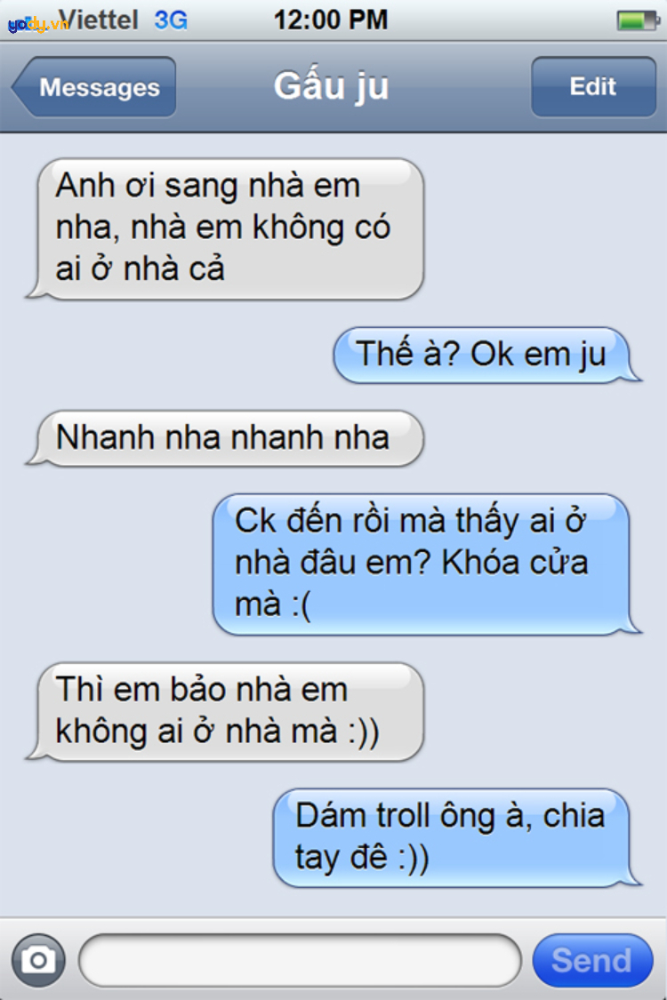 Tin nhắn troll người yêu ở nhà 1 mình