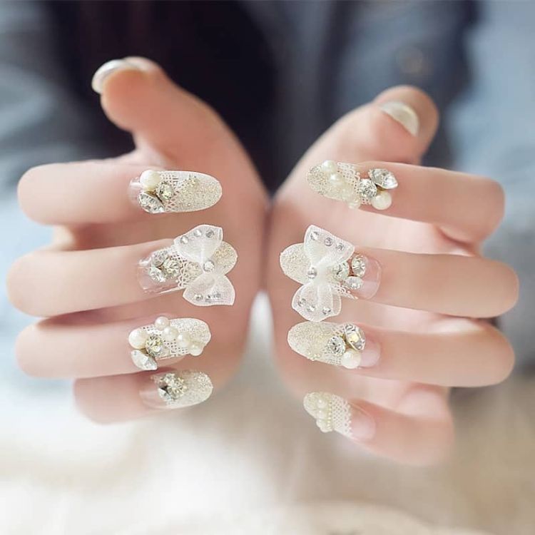 Mẫu nail cô dâu sang chảnh