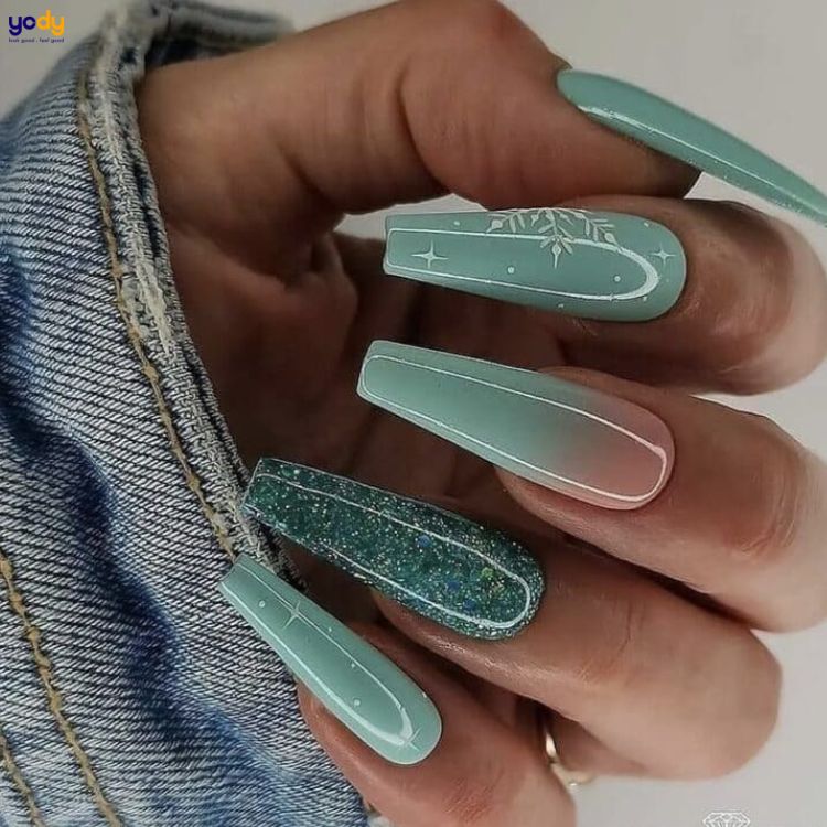  nail màu xanh ngọc