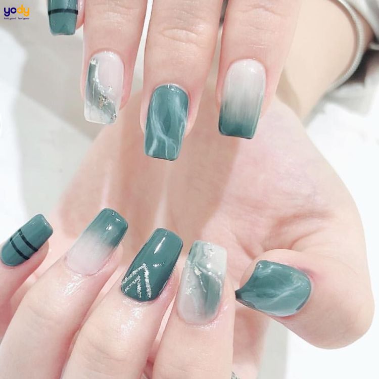  nail màu xanh ngọc