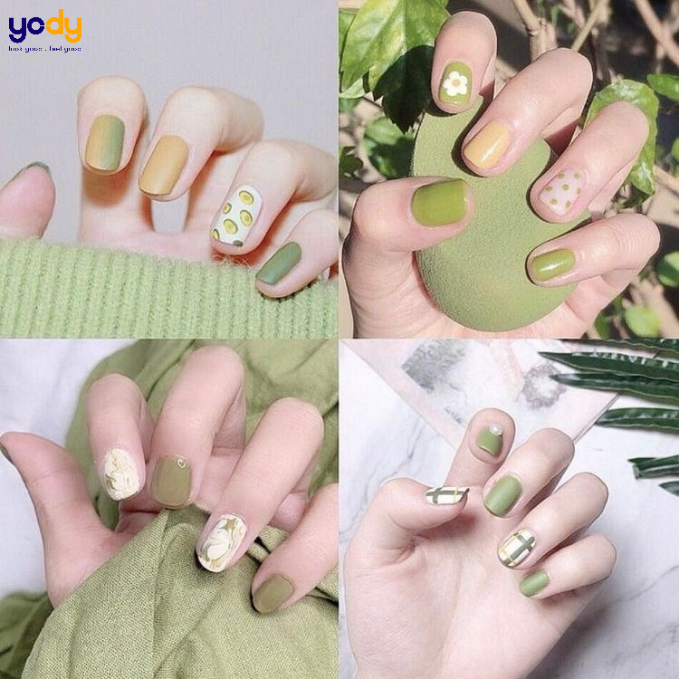 Mẫu nail màu xanh bơ