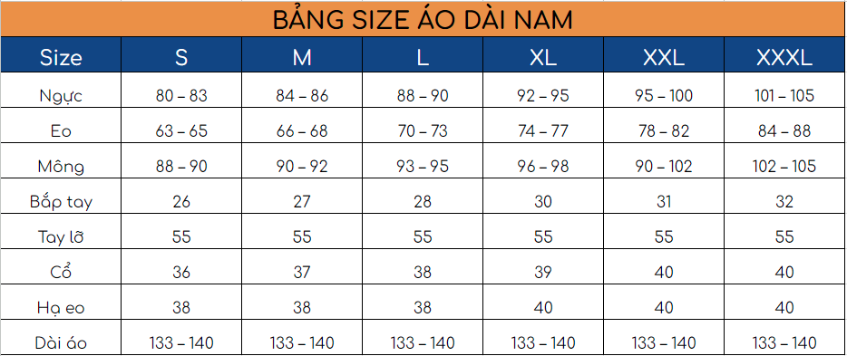 size áo dài