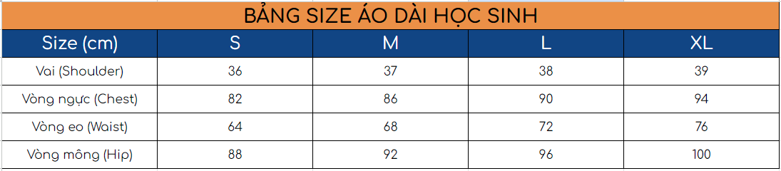 size áo dài