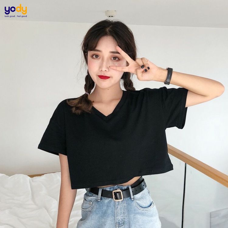 Áo cổ tim croptop