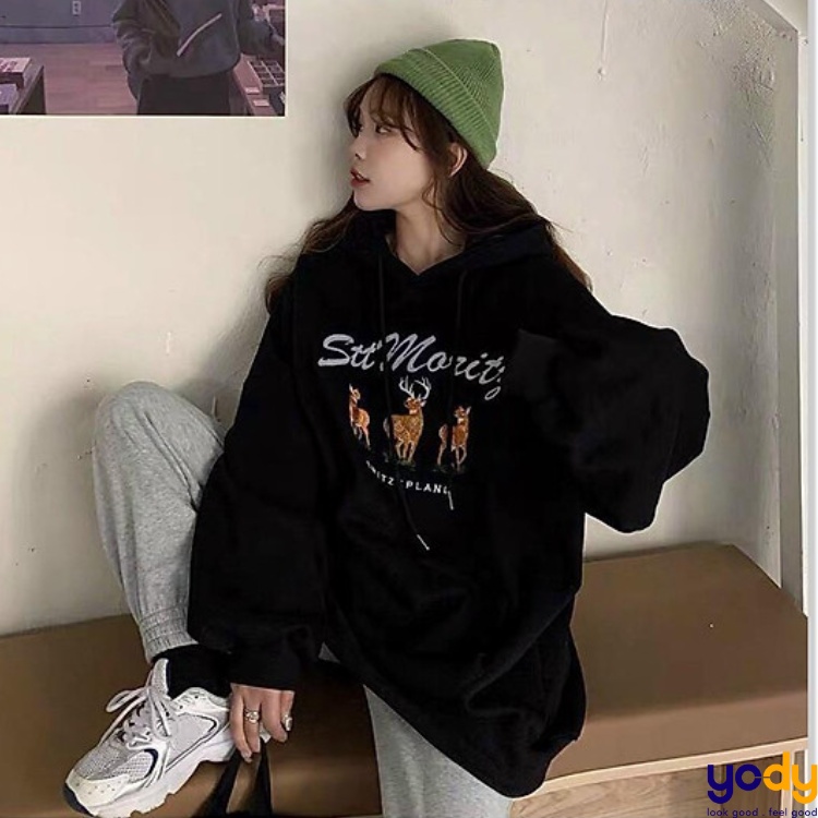 Áo form rộng dáng hoodie