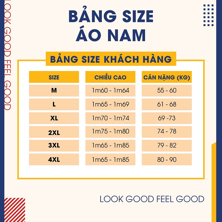 Bảng size áo polo chuẩn