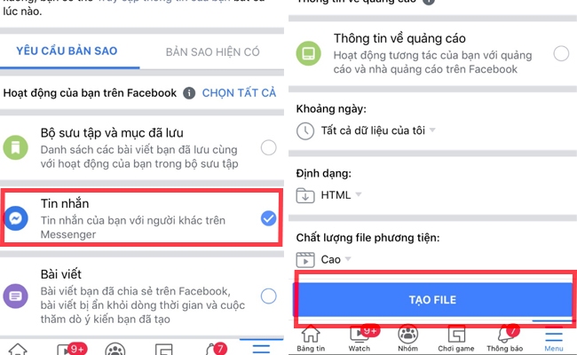 cách khôi phục tin nhắn đã xóa trên messenger iphone