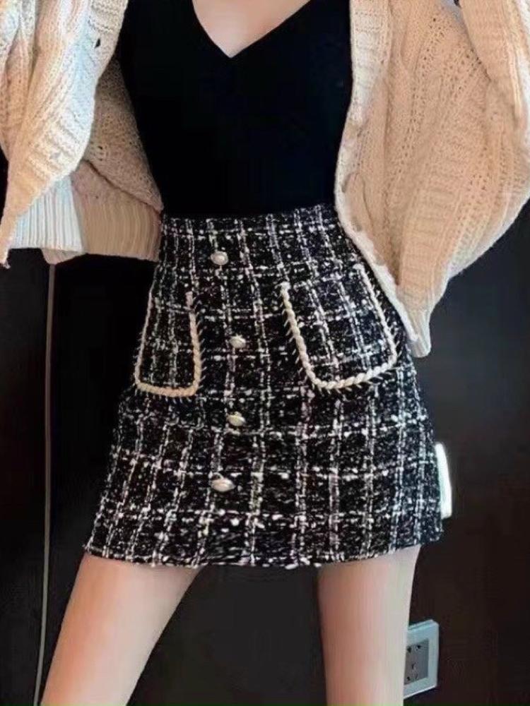 Mẫu chân váy dạ tweed