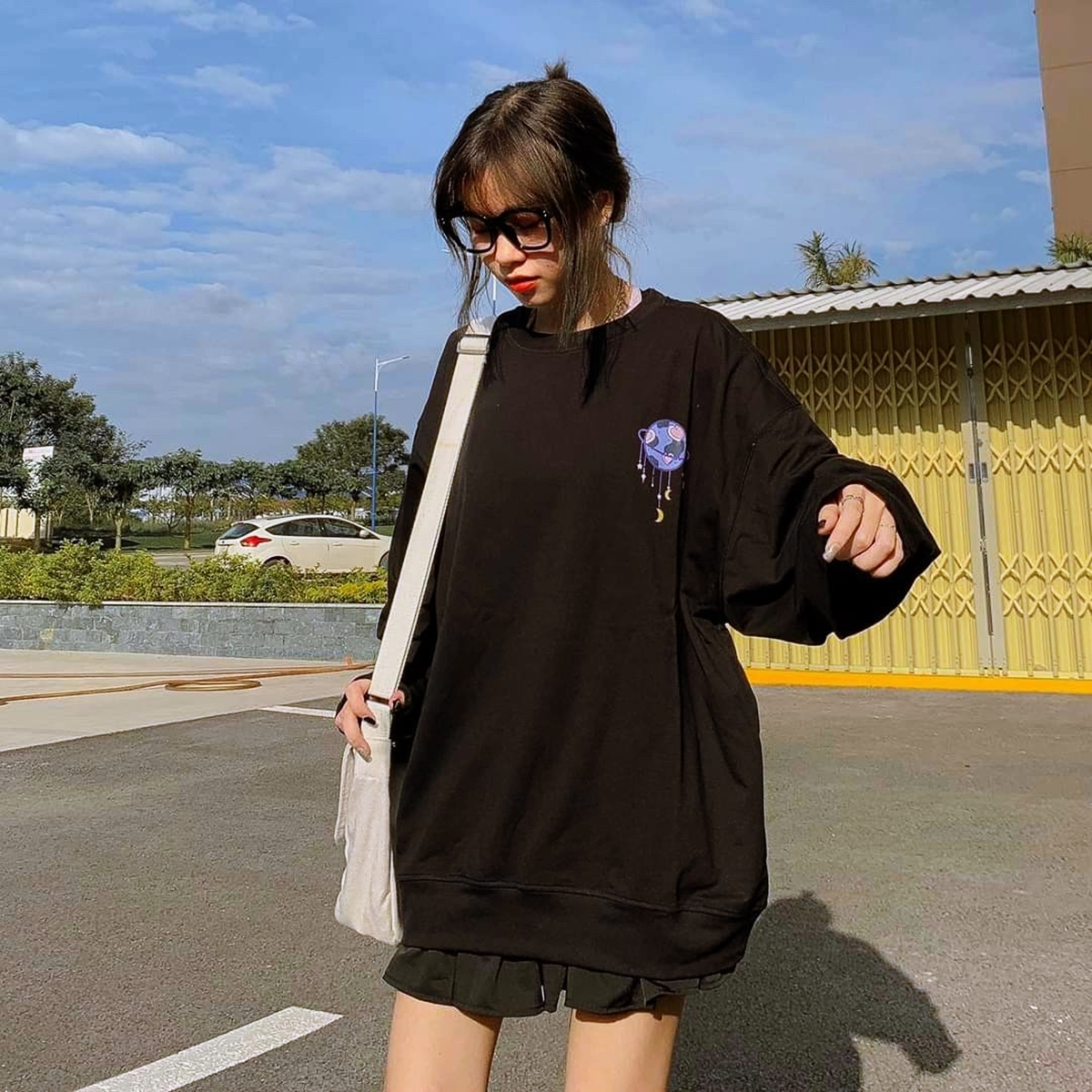 mẫu áo sweater form rộng