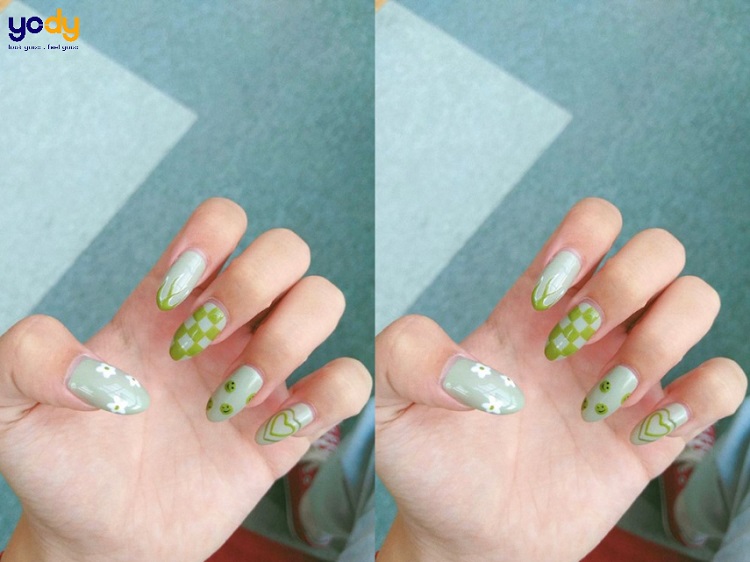 nail màu xanh bơ