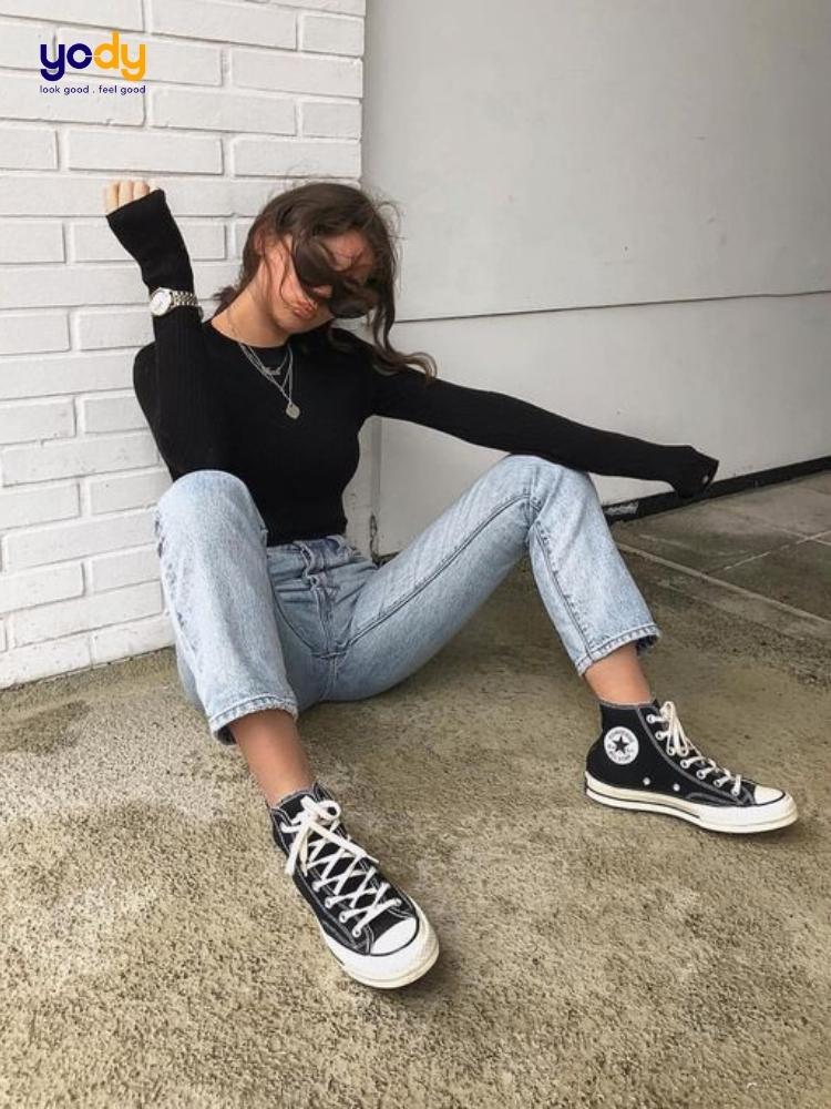 phối đồ với converse cổ cao nữ