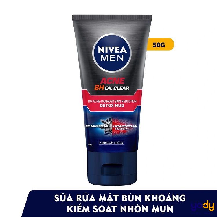 Sữa rửa mặt Nivea cho da dầu mụn - Nivea Men ACNE 8h Oil Clear