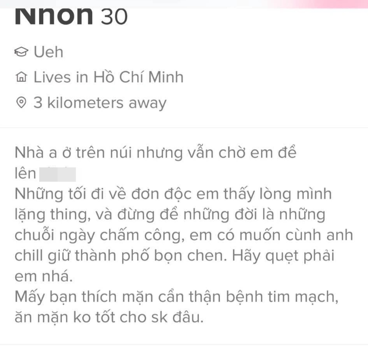 Bio Tinder hóm hỉnh